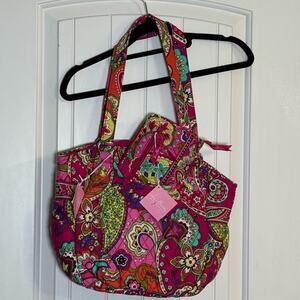 Vera Bradley Paisley Glenna Shoulder Bag in Pink Swirls with Matching Wallet